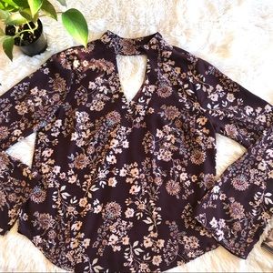 Altar’d State | floral flare sleeve blouse medium